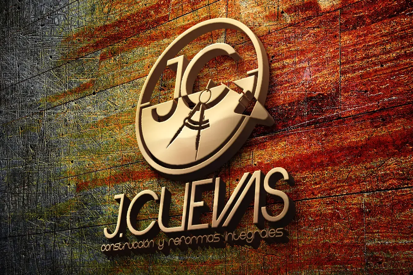 Logotipo corpóreo aplicado a una pared con textura