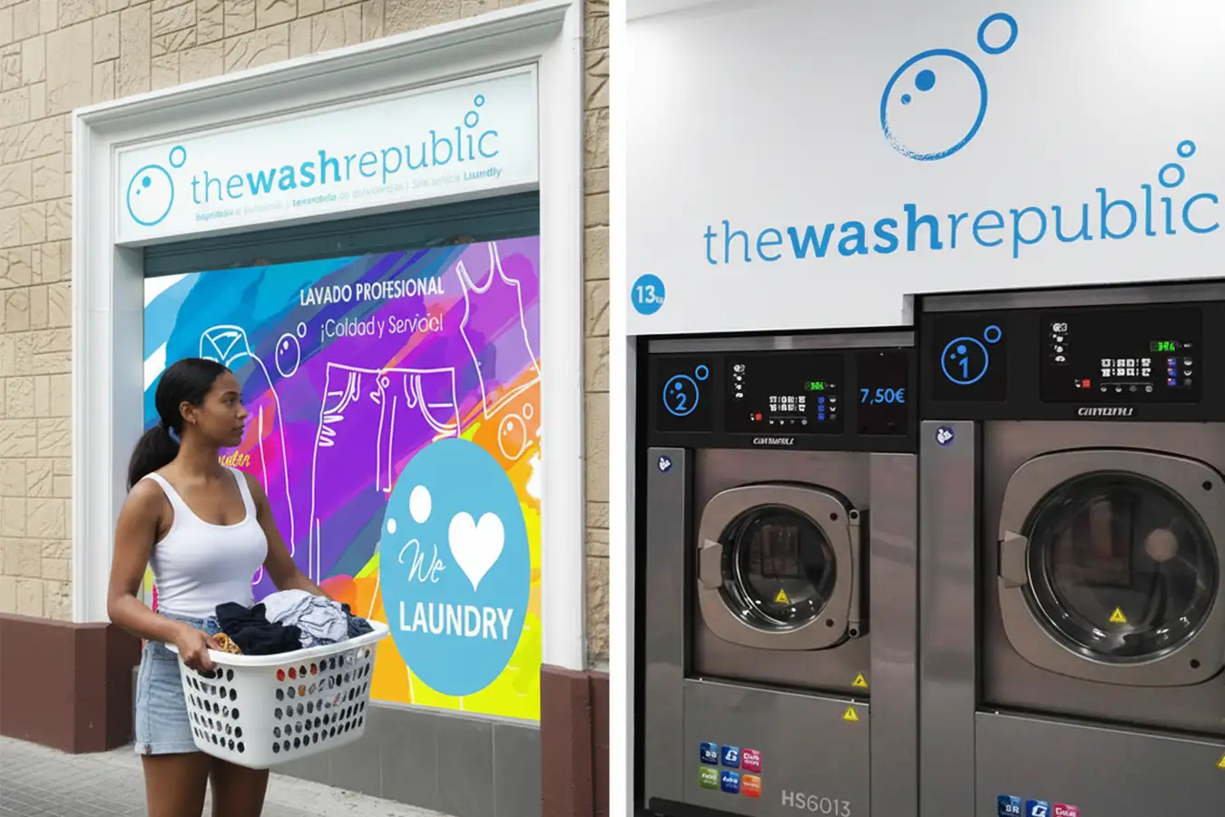 Rótulos y Vinilos comerciales para lavandería en Nou Barris Barcelona