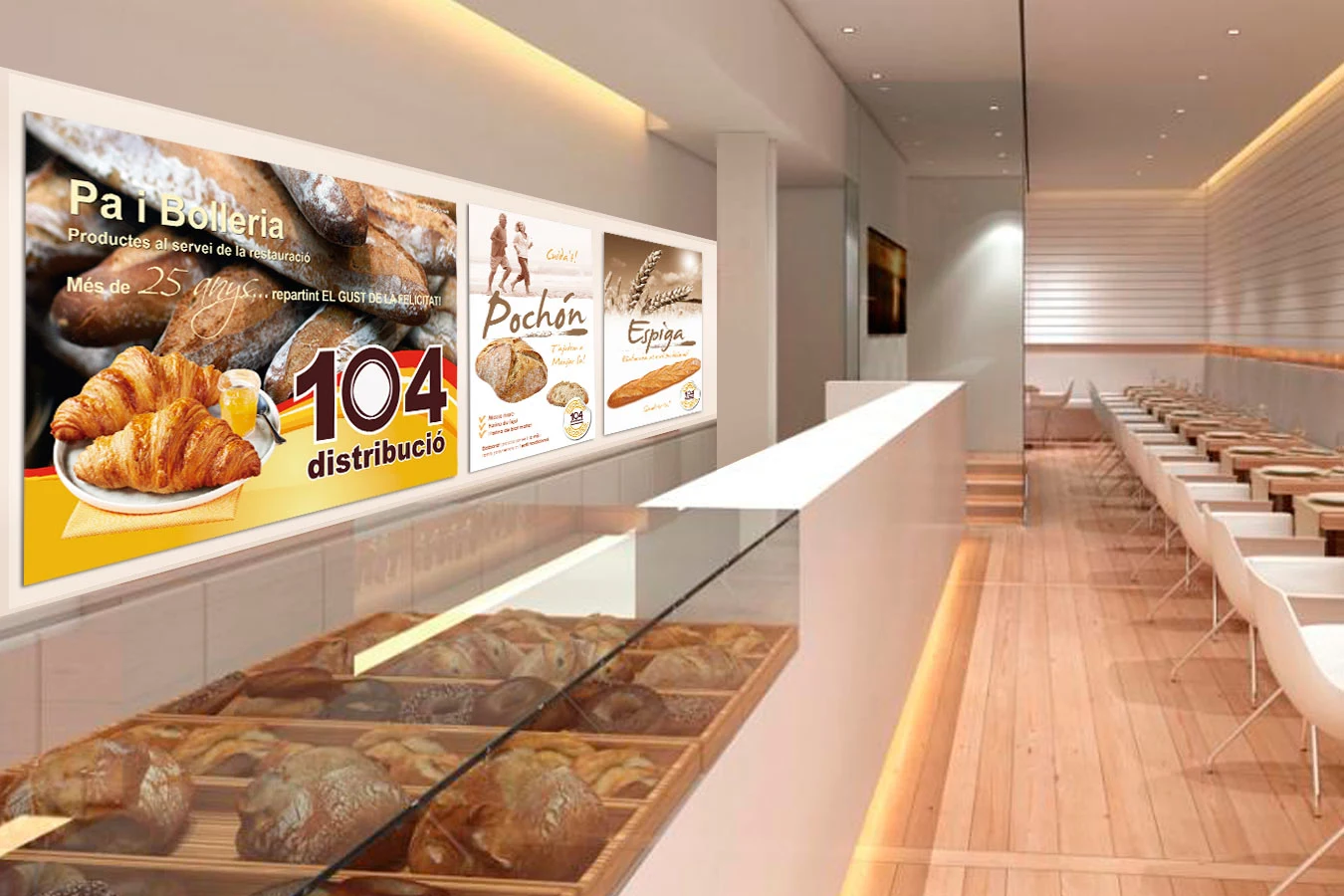 Decoración gráfica de gran formato en un interior comercial