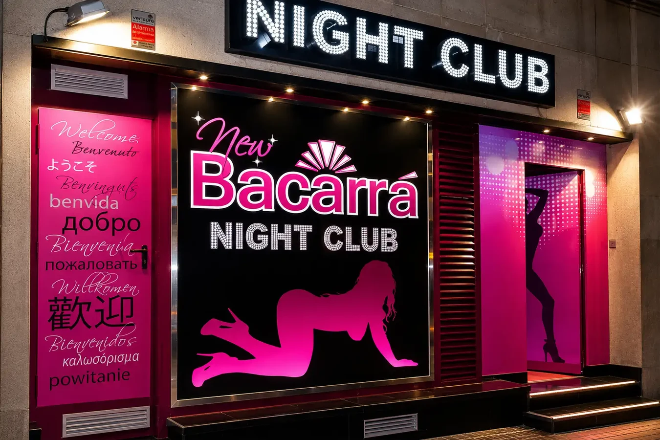Rotulación exterior luminosa del Night Club Bacarrà