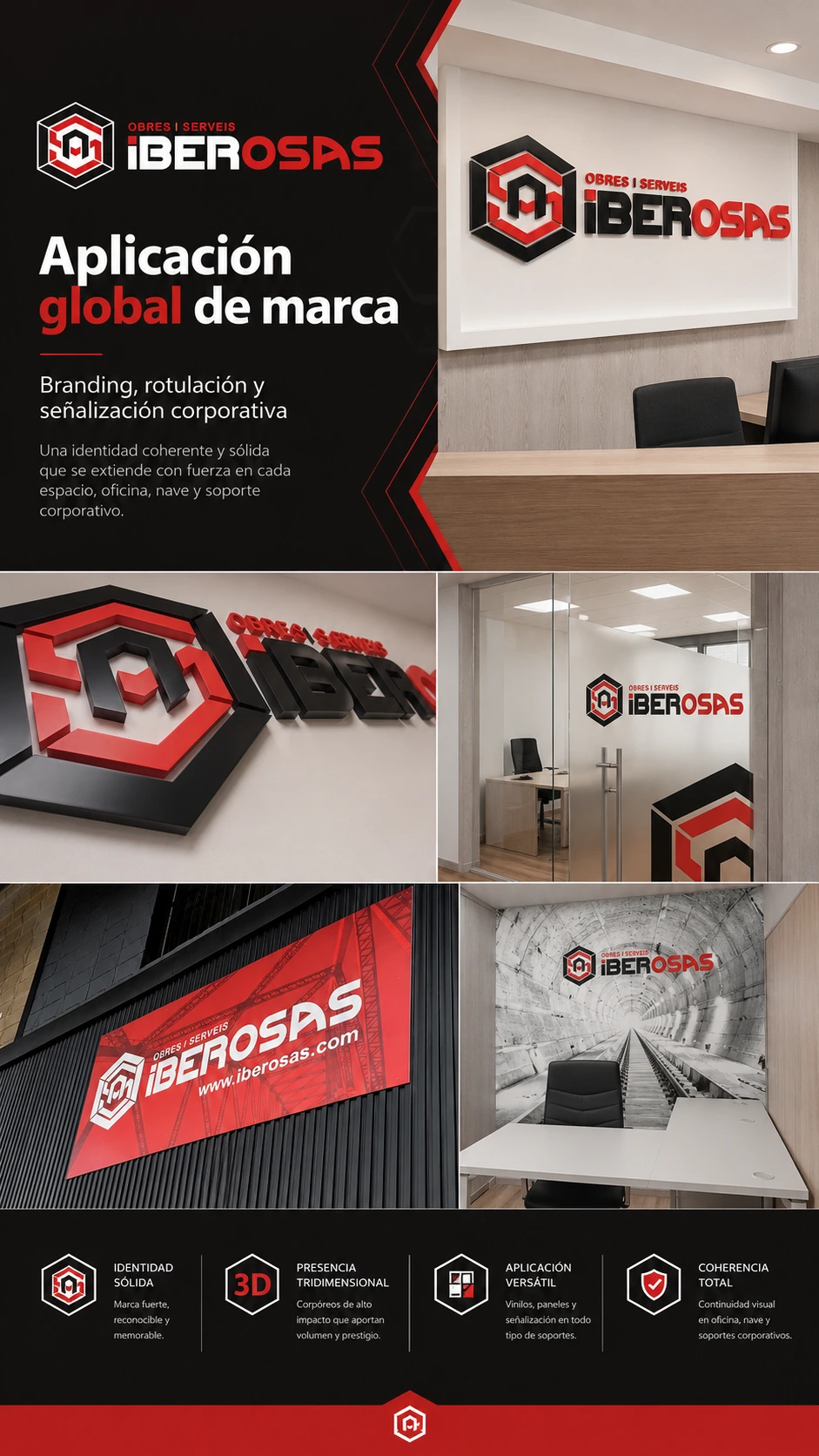 Aplicación global de identidad corporativa en distintos soportes