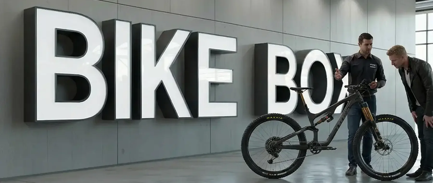 Letras luminosas de gran formato en un espacio comercial